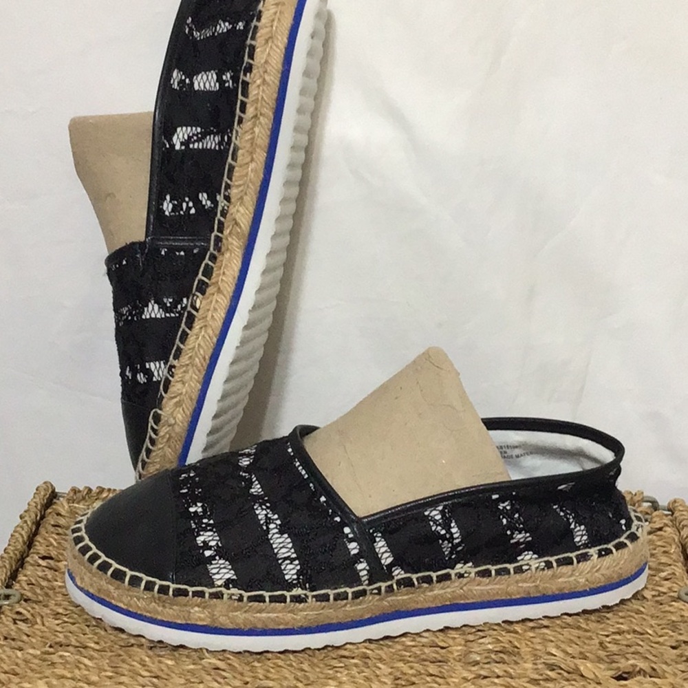Kenzie Black White Espadrilles Sz 10 - Picture 1 of 7